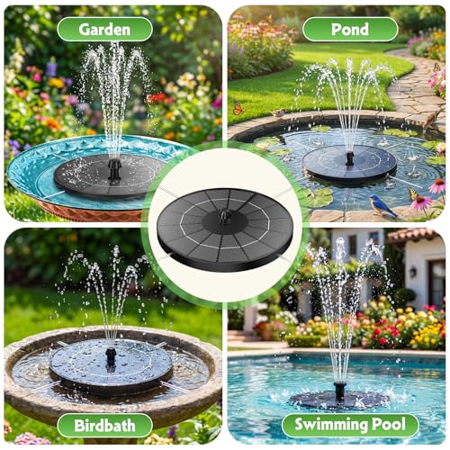AISITIN 3.8W Solar Fountain for Bird Bath, 2026 Newly Solar Fountain Pump | Multiple Nozzles, 4 Anti-Drift Fixed Pipes, Attract Birds, Solar Bird Bath Fountain for Garden, Fish Tank, Small Pond, Yard