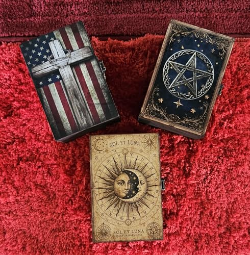 RK Collections Wooden Jewelry Boxes | Trinket Boxes (Tarot Box) Vintage Wooden Prayer Box for Religious Gift. Trinket case Holder (6.5 x 4.25 x 2.25 inches) - style: Tarot Box