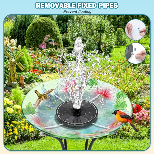 SZMP Solar Fountain for Bird Bath Spray on Cloudy 3.5W Glass Black Battery - color: Black