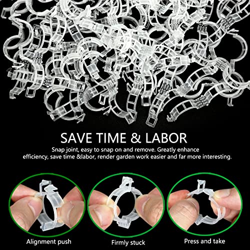 Piteno® 300Pcs Tomato Clips, Plastic Trellis Clips, Plant Support Clips, Grape Vine Tomato Vine Vegetables Plants Garden Support Clips to Grow Upright Makes Plants Healthier - color: Translucent