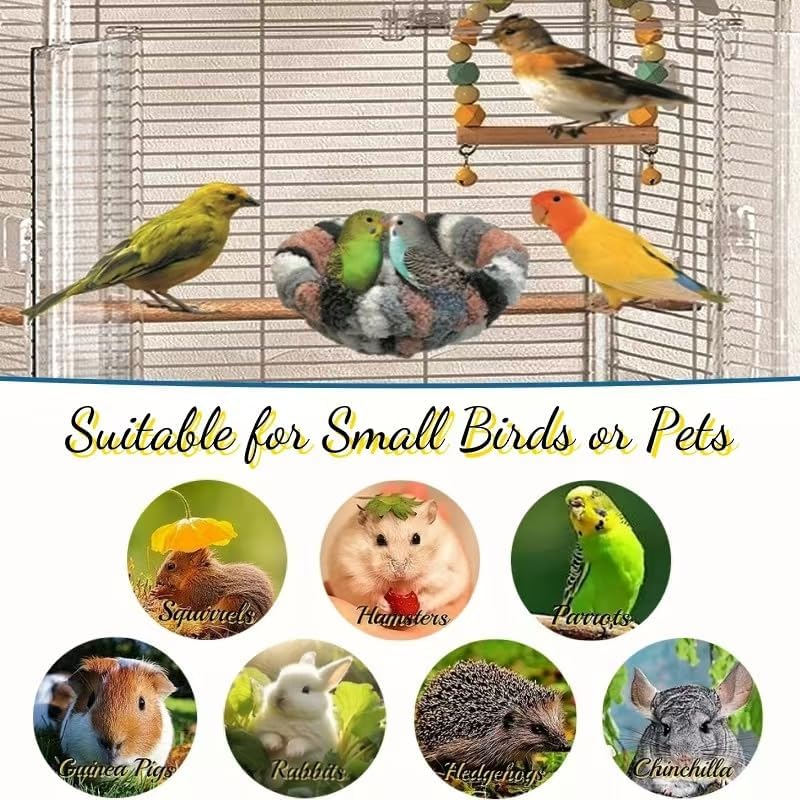 2 Pack Warm Bird Nest Bed for Cage Plush Hanging Parrot Bed Bird Snuggle Hut Hanging Sleeping Bird House for Parakeet, Conure, Budgie, Cockatiel, Lovebird, Finch, Hamster-Grey&Blue - color: Grey&Blue