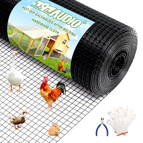 PVC Coated Welded Wire Fence,1 inch 24 in x 100 ft,Chicken Wire,Black Metal Fence Mesh Wire Roll,Garden Fencing Welded Wire Mesh for Pet Enclosures,Vegetable,Poultry and Agricultural Use - color: Black, size: 1"x1" 24inx100ft