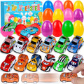 Seifar 48 Pack Prefilled Easter Eggs Filled with Pull Back Cars, Eggs with Racing Vehicle Inside, Easter Hunt Basket Stuffers Party Favors Classroom Prizes Gift for Kids Girls Boys - style: cartoon