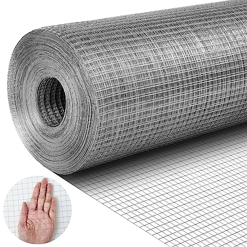 Tatuo Hardware Cloth 1/2 Inch 24in x 150ft Hot Dip Galvanized After Welded Cage Mesh Rolls 21 Gauge Metal Chicken Wire Roll Wire Fencing Poultry Netting for Raised Garden Rodent Animals - color: Silver, size: 24in X 150ft