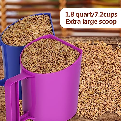 Feed Scoop - Grain Scoop for Horse,Heavy Duty Plastic Large Food Scoop for Large Dogs Livestock 1.8 Quart/7.2Cups (Blue) - color: Blue