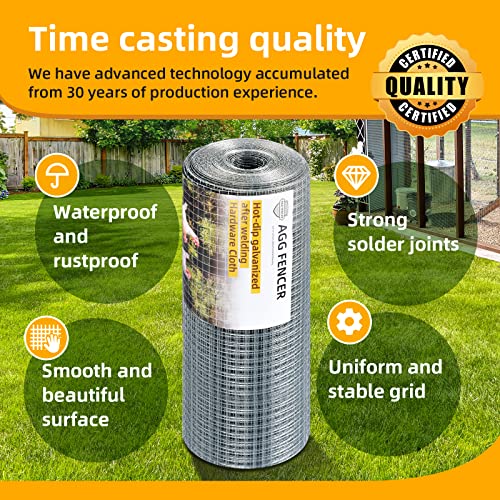 36inch x 100ft Hardware Cloth 1/2 inch Chicken Wire Fencing 19Ga | Hot Dipped Galvanized After Welding Garden Plant Supports Welded Metal Chicken Wire Fence Poultry Animal Netting Cage Screen - size: 1/2in 36in x 100ft