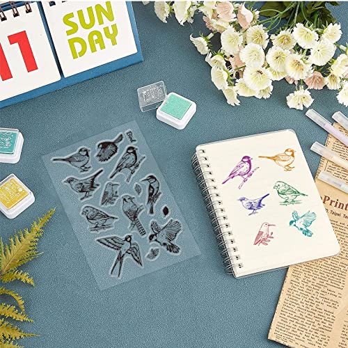 ORIGACH Realistic Birds Clear Stamps with Acrylic Stamping Block Set | TPR Transparent Stamps with Stamping Block for Card Making Decoration and DIY Scrapbooking