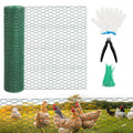 Chicken Wire for Floral Arrangements - Hexagonal Galvanized PVC Coated Poultry Wire Mesh Netting with Gloves, Wire Cutter & Zip Ties for Crafts, Poultry, Gardening Fence (15.7 x 196 lnches) - size: 15.7 x 196 lnches