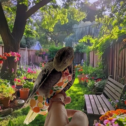 6Pcs Bird Diapers Bird Harness Flight Suits Diapers Reusable Parrot Nappy with Waterproof Inner Layer Washable Cute Urine Wet Suit Costume for Cockatiel Conure Budgie Macaw Parakeet, S - size: S