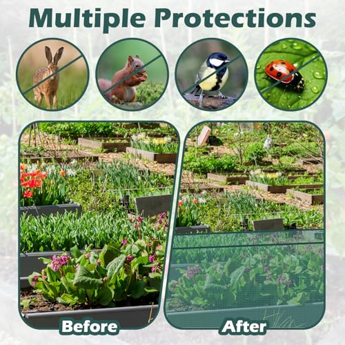 Qualirey 6 Pack Garden Netting for Raised Beds, 59" x 28" x 18" Mesh Plant Covers with Drawstring for Garden Protection, Bird Netting Barrier Screen for Protecting Vegetables Fruits Flowers Crops