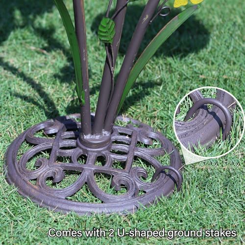 Cast Iron Pedestal Bird Baths for Outdoors，Metal Bird Bath and Bird House | 38" H Bird Bath 3 in 1 Metal Bird Bath Bowl with Bird Houses and Bird Feeder,Garden Yard Decor - color: multicolor-B
