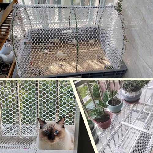 Plastic Wire Mesh Fence 16in x 33Ft Plastic Chicken Wire Mesh for Poultry, Dogs, Rabbit, Snake Barrier & Gardening Versatile Plastic Fencing (16in x 33Ft, White) - color: White, size: 16in x 33Ft