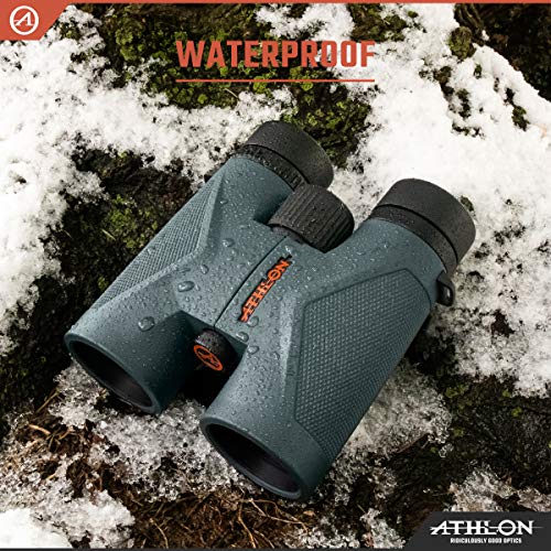 Athlon Optics 8x42 Midas UHD Gray Binoculars with ED Glass for Adults and Kids, High-Powered Binoculars for Hunting, Birdwatching, and More | For Hunting, Birdwatching, and Adults & Kids | High-Powered, ED Glass, Eye Relief | Waterproof and Fogproof