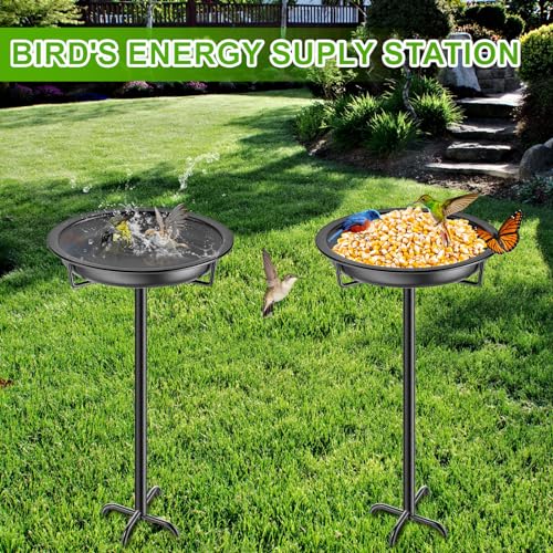 Metal Bird Bath for Outside Garden Birdbath Bowl, 36.2" Height Freestanding Bird Feeders for Outdoors with 4 Prongs Base Stake, Standing Birdfeeders for Yard Lawn Decor (Black) - color: Black