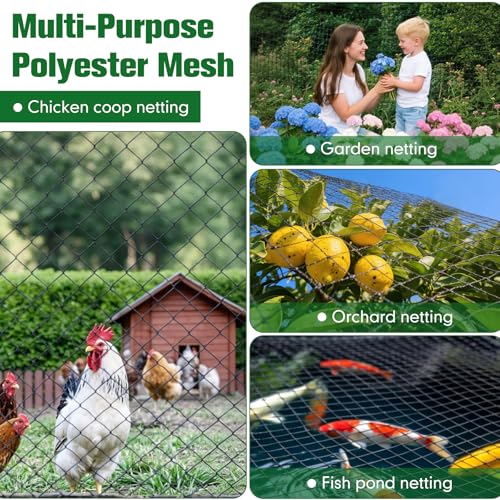 50 x 100 ft Bird Netting for Chicken coop 2.4" Mesh Poultry Netting, Protects Garden, Fruit Trees & Poultry from Birds & Small Animals