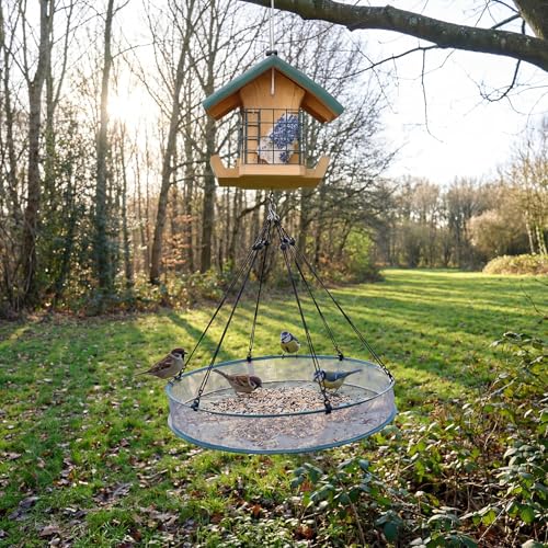 FoldTier 1 Pieces Universal Wild Bird Seed Catcher Hanging Hoop Platform Bird Seed Catcher Tray for Hummingbird Feeders Bee Feeder Outdoor Garden Accessories (30 Inch) - size: 30 Inch