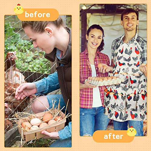 Loopeer 2 Pcs Egg Apron Collecting Apron for Fresh Egg Gathering Adjustable Gathering with Pocket for Gift Women - style: 12 Pockets