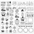 Whaline 5 Sheet Christmas Clear Stamps Wreath Snowman Gnome Silicone Transparent Stamps Greeting Words Border Stamp Cards for DIY Craft Card Making Scrapbooking Embossing Album Decor - style: Christmas
