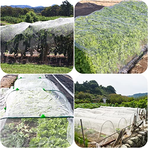 Garden Netting Kit 10×30 FT Ultra Fine Mesh Plant Protection Cover | with 6 Sets Garden Hoops & 36 Clips for Raised Beds, Physical Pest Barrier Netting for Vegetable Gardens & Row Covers