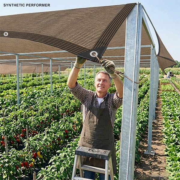 Shade Cloth Garden Plants,70% Sunblock Shade Neting -for Outdoor Garden Bed Neting Mesh Pergola Patio Lawn Sun Cloth Dog Kennel Cover Chicken Coop[Brown 5x16FT] - size: 5×16FT