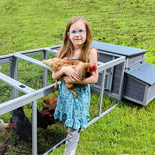 Aivituvin Chicken Coop Wooden Hen House Two Nesting Box with Large Run Outdoor Rabbit Hutch Bunny Cage Poultry Coop Suit for 4-6 Chickens