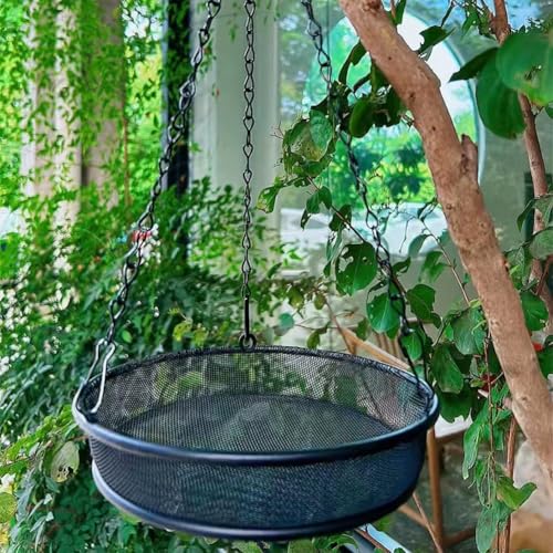 2 Pack Metal Mesh Platform Bird Feeders | Attracts Birds, Hanging for Garden & Yard