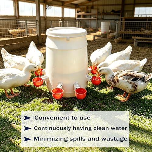 Large Automatic Chicken Waterer Cups, Poultry Watering Feeder Driking Bowl | 8pcs Poultry Water Feeder Kit for Chicks, Duck, Goose, Turkey and Bunny, Poultry DIY Gravity Fed Bucket Water Dispenser