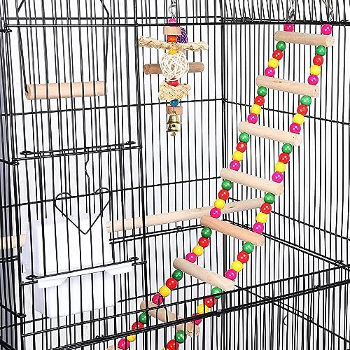 Yaheetech 39" Roof Top Flight Cage with Toys, Wrought Iron Bird Cage for Cockatiels, Conures, Lovebirds, Budgies & Small Birds - color: Black