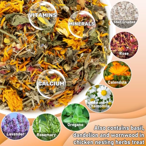 MAQIHAN 10oz Chicken Nesting Herbs - Dried Herbs Supplement for Laying Hens | Natural Chicken Treats for Nutritious Feeding, Comfortable Bedding Supplies for Nesting Pad & Box, Chicken Coop Accessories - size: 10 Ounce (Pack of 1)