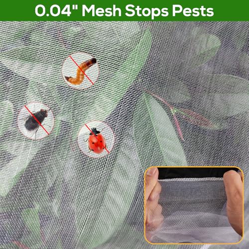 1 Pack 9.8 x 9.8 ft Fruit Tree Netting Covers with Zipper and Drawstring | Ultra-Fine Mesh Plant Cover for Fruit Trees, Flowers and Vegetables, Helps Shield Plants from Birds and Insects - size: 9.8 x 9.8FT/1Pack