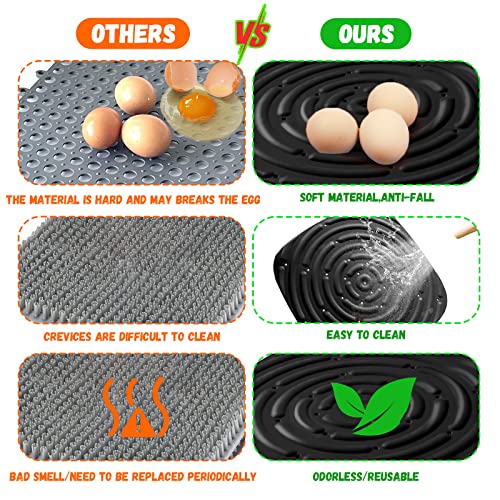 Skimzy Chicken Nesting Box Pads, 12 x 12 in Washable Reusable Nest Box Liners, 4-Pack, Breathable Drainage Design, Black