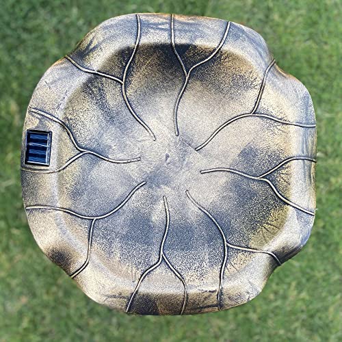 Westcharm 30 Inch Solar Powered LED Lighted Birdbath with Planter Bowl for Outdoors Yard Outside Outdoor Garden Decoration Pedestal Base Stand - Antique Bronze Polyresin Solar Bird Bath with Planter - color: Bronze, size: 30 Inch Tall