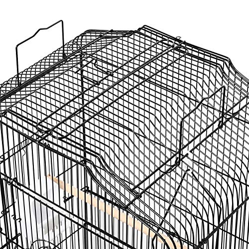 Topeakmart Open Play Top Bird Cage Parakeet Cage with Slide-Out Tray for Small Parrot Budgies Finches Canaries Lovebirds - color: Black