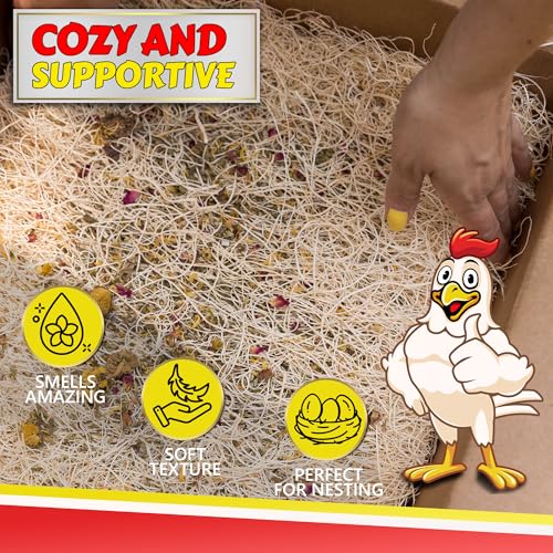 Chicken Nesting Pads with Aromatic Nest Herbs | Natural Excelsior Aspen Fiber Poultry Bedding | 13 x 13 Inches | Pack of 10 - style: With Aromatic Herbs