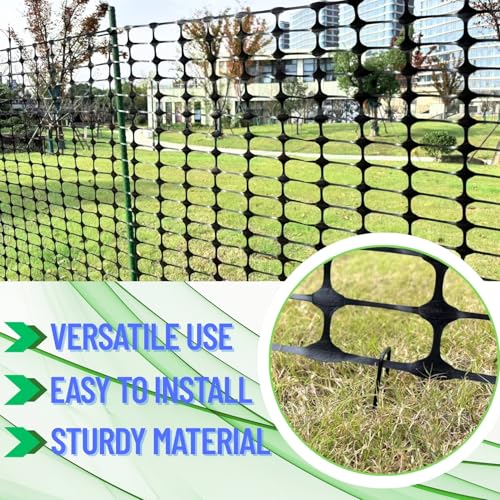 23.6" x 100',Black,Plastic Construction Fence with Stakes | Reusable HDPE Mesh, Construction & Outdoor Use, Easy to Install, Rust Free, Flexible Design, Cut to Fit, Easy to Roll & Store - color: Black, size: 23.6'' x 100'