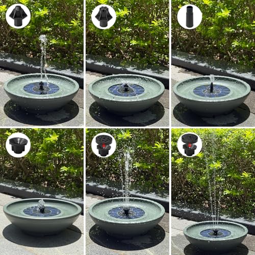 Solar Fountain Bird Bath for Outside, 12.5" Outdoor Green Birdbath Bowl Fountain with 6 Nozzles Freestanding Ground Bird Playing Bowl for Garden/Patio/Yard/Balconies and Lawns Decor