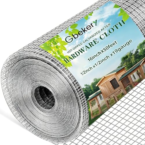 Gbekery Hardware Cloth 1/2 inch 16in x 50ft 19 Gauge, Hot-dip Galvanized After Welding Chicken Wire Mesh Roll Garden Plant Welded Metal Wire Fencing Roll, Rabbit Cages Snake Fence - color: Silver, size: 1/2 inch 16in x 50ft