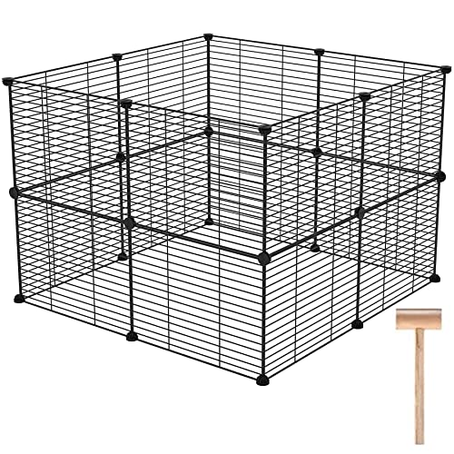 C&AHOME Pet Playpen, Small Animals Supplies, 16 Panels Exercise Playpens Cage, C Grids Portable Yard Fence Indoor, Ideal for Guinea Pigs, Pet Products, DIY Metal Yard Fence, 12" × 15" Black UPPM3416B | Exercise Playpens Cage, C Grids Portable Yard Fence I