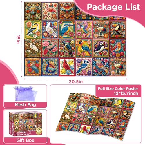 Puzzles for Adults 500 Pieces,Birds Jigsaw Puzzles 500 Pieces for Teens | Hummingbird Owl Jigsaw Puzzle for Adult Seniors Animal Puzzle for Men Women Challenging Game Birthday Party Gift Toy - color: Birds