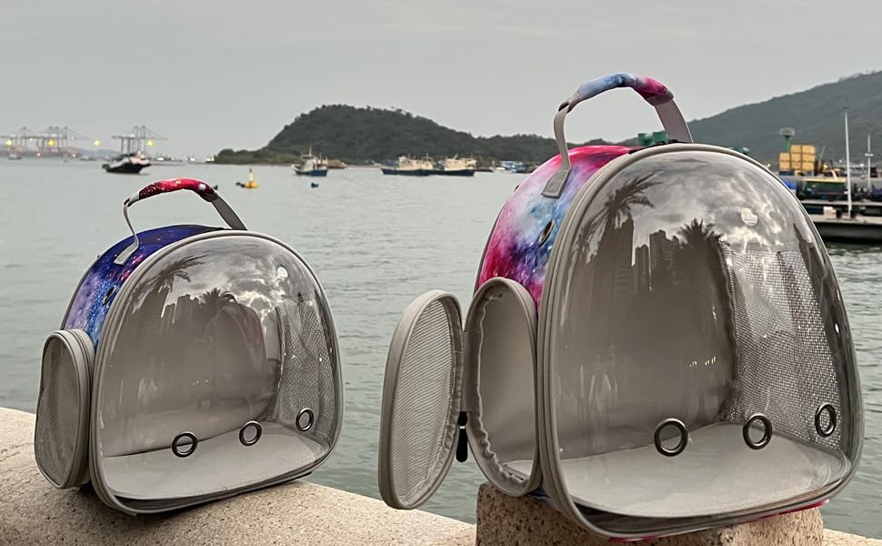 Guinea Pig Carrier Backpack, Bearded Dragon Backpack, Reptile Lizard Clear Space Capsule Bubble Astronaut Window Backpack Carrier for Bunny Hedgehog Rabbit Hamster (Galaxy Blue) - color: Galaxy Blue