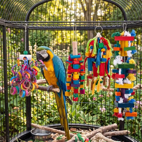 Seenelling 4 Pcs 3 Pcs Extra Large Bird Toys for Parrots,Mixed - style: Mixed