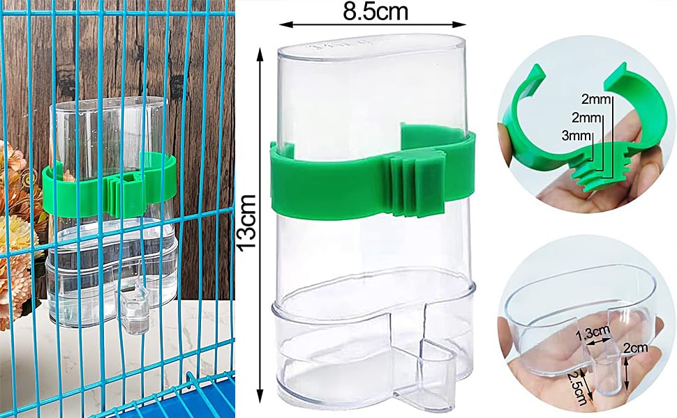 Kenond No Mess Bird Feeder Water Dispenser Set, Automatic Bird Feeder | Parrot Cage Accessories, Acrylic Parakeet Seed Food Drinker for Cockatiel, Squirrel, Finch, Lovebirds, Budgies, Canary