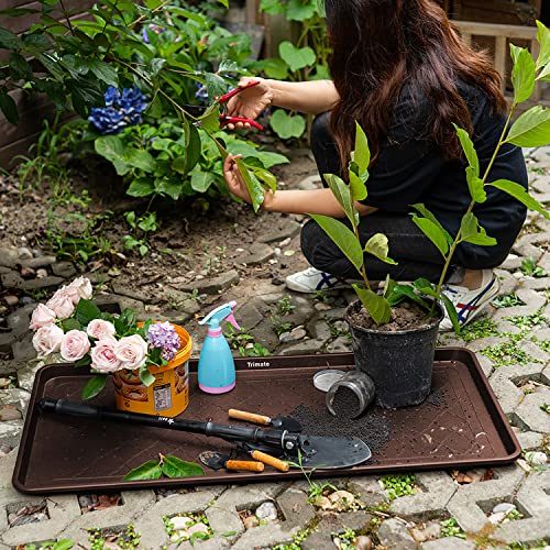 All Weather Boot Tray Extra Large 40"x20" - Brown Plastic Shoe Mat | Multi-purpose mudroom entryway tray with 1.25" raised edges - fits shoes, pet bowls & plants - 100% recycled polypropylene - style: Brown