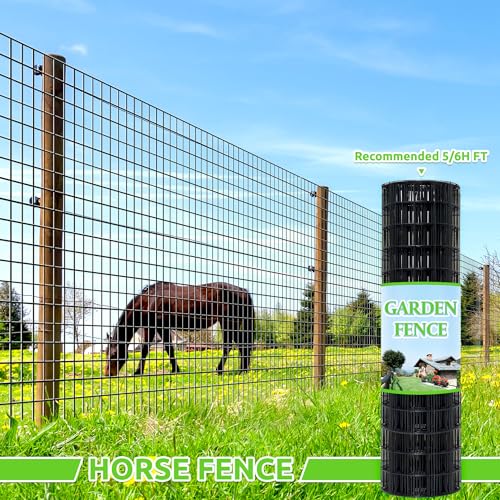 Black PVC Coated Welded Wire Fencing,2"x3" 16 Gauge,72inch H x 50ft L Garden Wire Fence Roll,2/3/4/5/6ft Tall x 50/100 ft Long Vinyl Coating Metal Wire Mesh for Yard,Farm,Dog,Vegetable Protection - color: Black, size: 2"x3" 72inx50ft