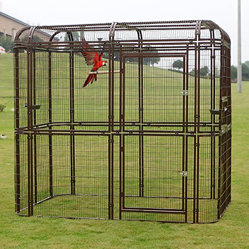 wonline Parrot Cages for Large Birds Outdoor Extra Large Bird Cage with Bird Cage and Perch, Suitable for Macaws Canaries Parrots Budgie Lovebirds - color: Brown