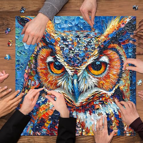 PICKFORU Owl Puzzles 1000 Pieces, Bird Art Hard, Impossible Difficult Jigsaw Puzzles 1000 Pieces Owl Painting Challenging - style: Z-423-Owl Painting Puzzle