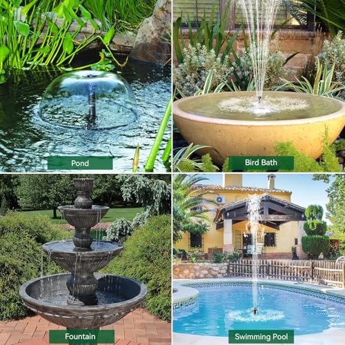 Solar Water Pump Fountain,20W Solar Fountain Pump 320GPH Solar Powered Water Pump with Adjustable Flow, PVC Tubing and 16.4ft Cord Length for Ponds, Garden, Waterfall, Fish Pond - size: 20W