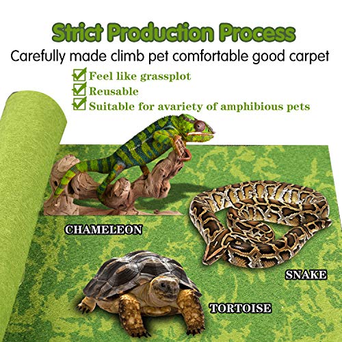 Reptile Carpet, 30 * 12in Pet Terrarium Liner,Reptiles Cage Mat/Substrate for Snakes, Chameleons, Geckos and Kitchen Use(2sheets) with Tweezers Feeding Tongs - size: 30 * 12in