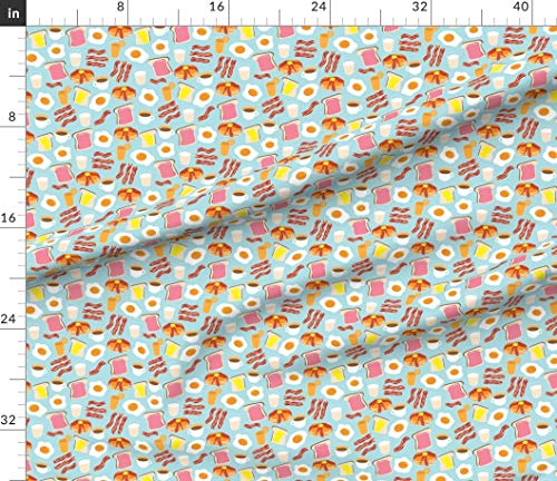 Spoonflower Fabric Breakfast Fun Scale Cute on Petal Signature Cotton | Yard | Egg Food Eggs Milk Pancakes | Use for Sewing Quilting Apparel Home Decor - size: Yard