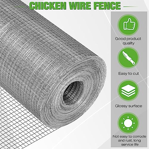 Tatuo Hardware Cloth 1/2 Inch 36in x 200ft Hot Dip Galvanized After Welded Cage Mesh Rolls 21 Gauge Metal Chicken Wire Roll Wire Fencing Poultry Netting for Raised Garden Rodent Animals - color: Silver, size: 36in X 200ft